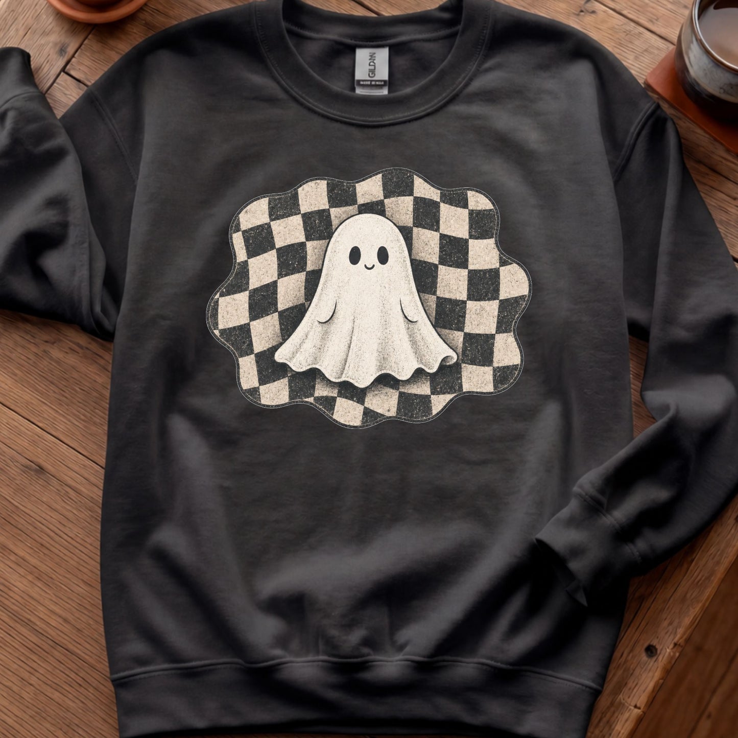 Ghost on Checkerboard Sweatshirt