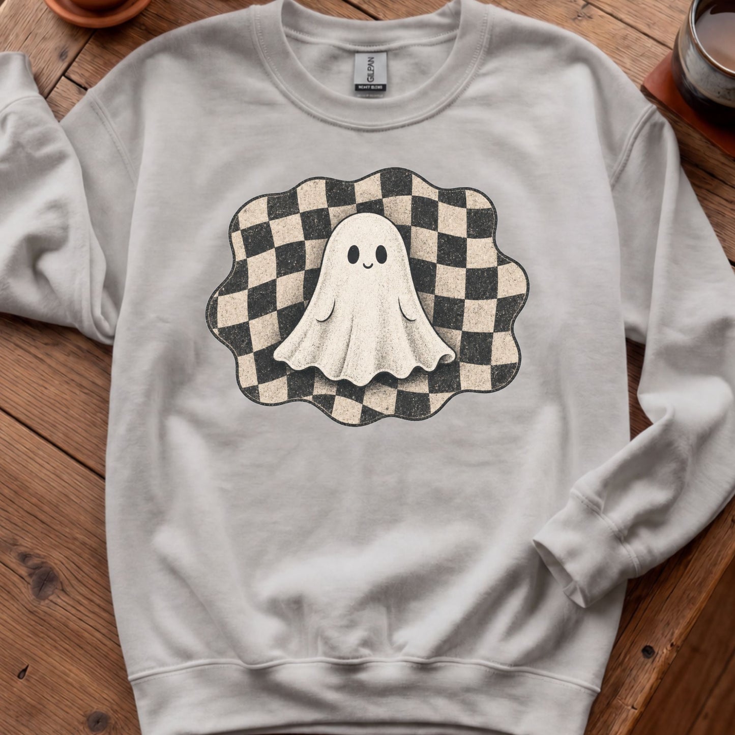 Ghost on Checkerboard Sweatshirt