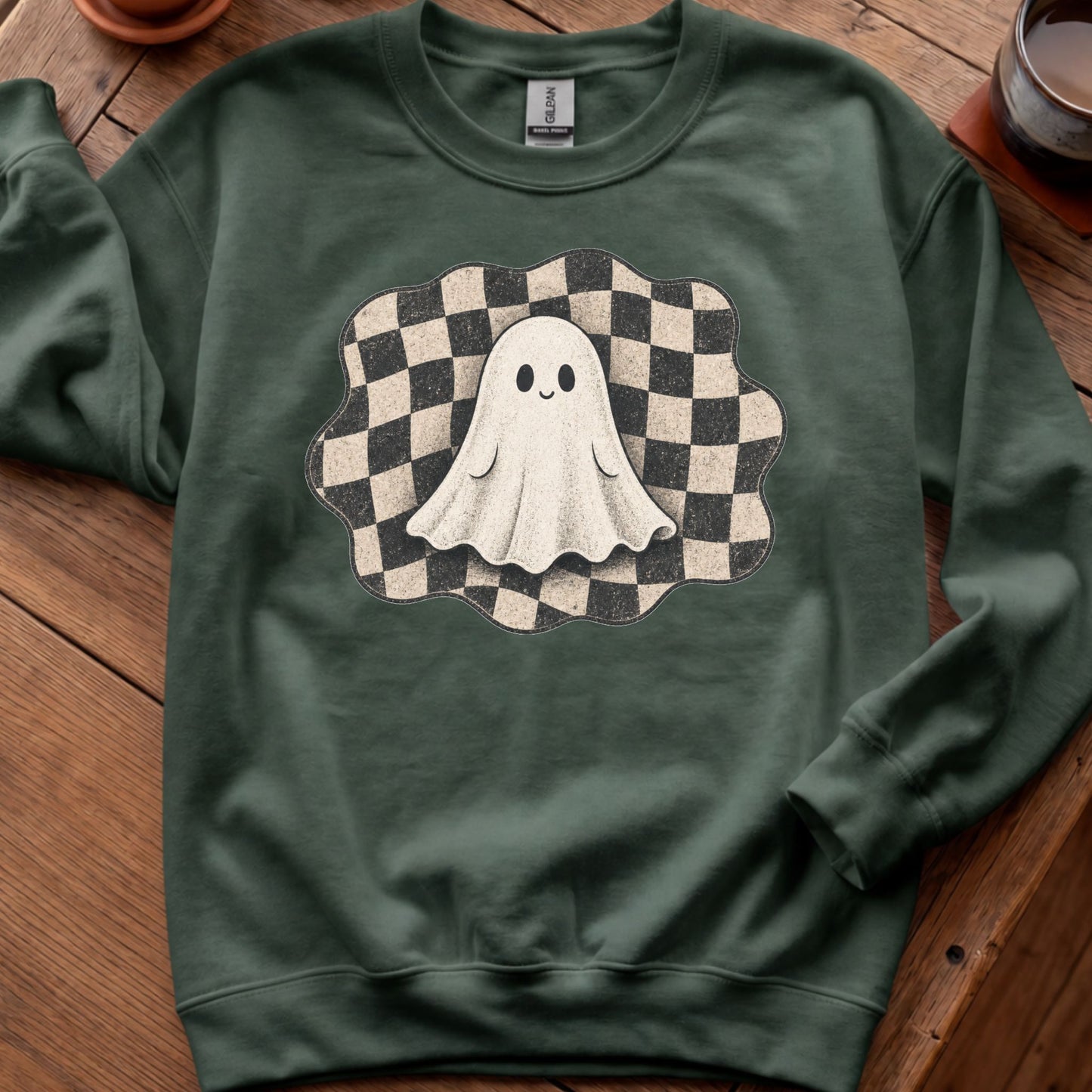 Ghost on Checkerboard Sweatshirt
