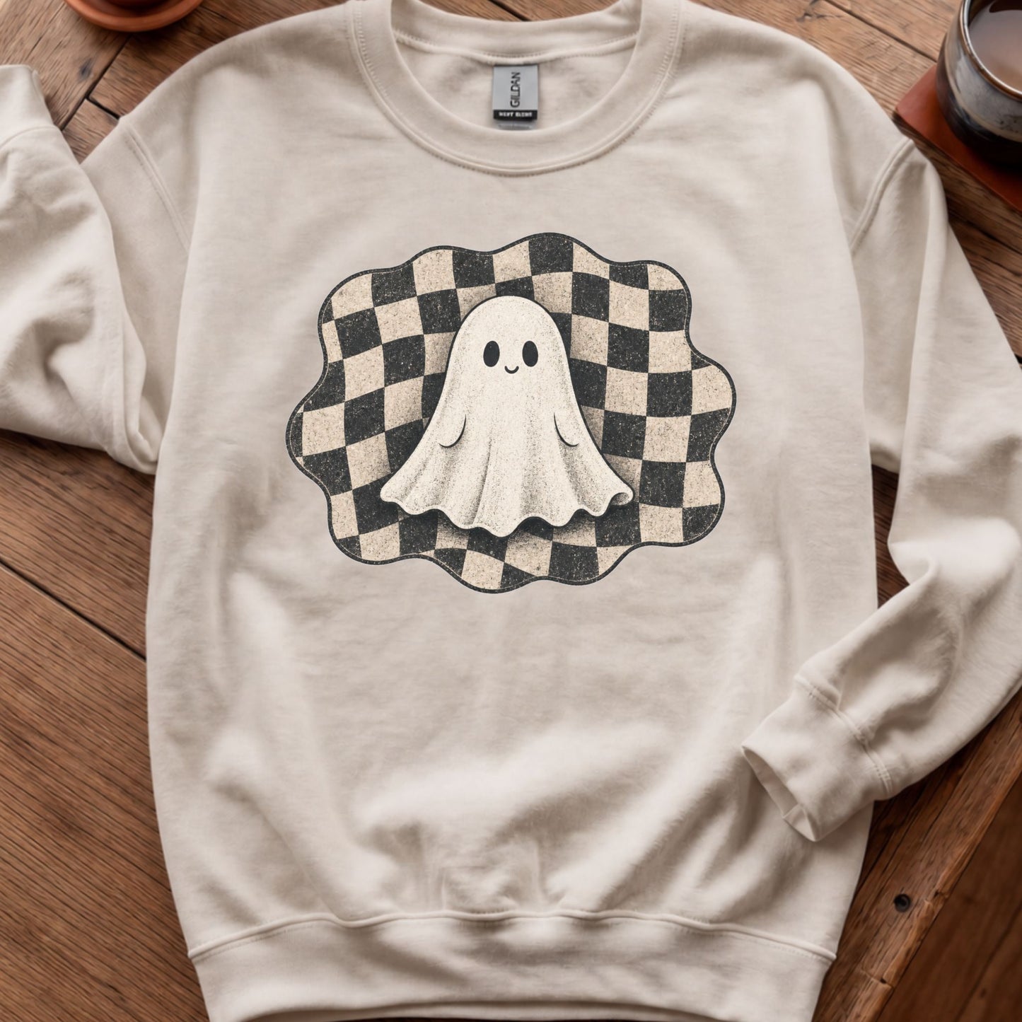 Ghost on Checkerboard Sweatshirt