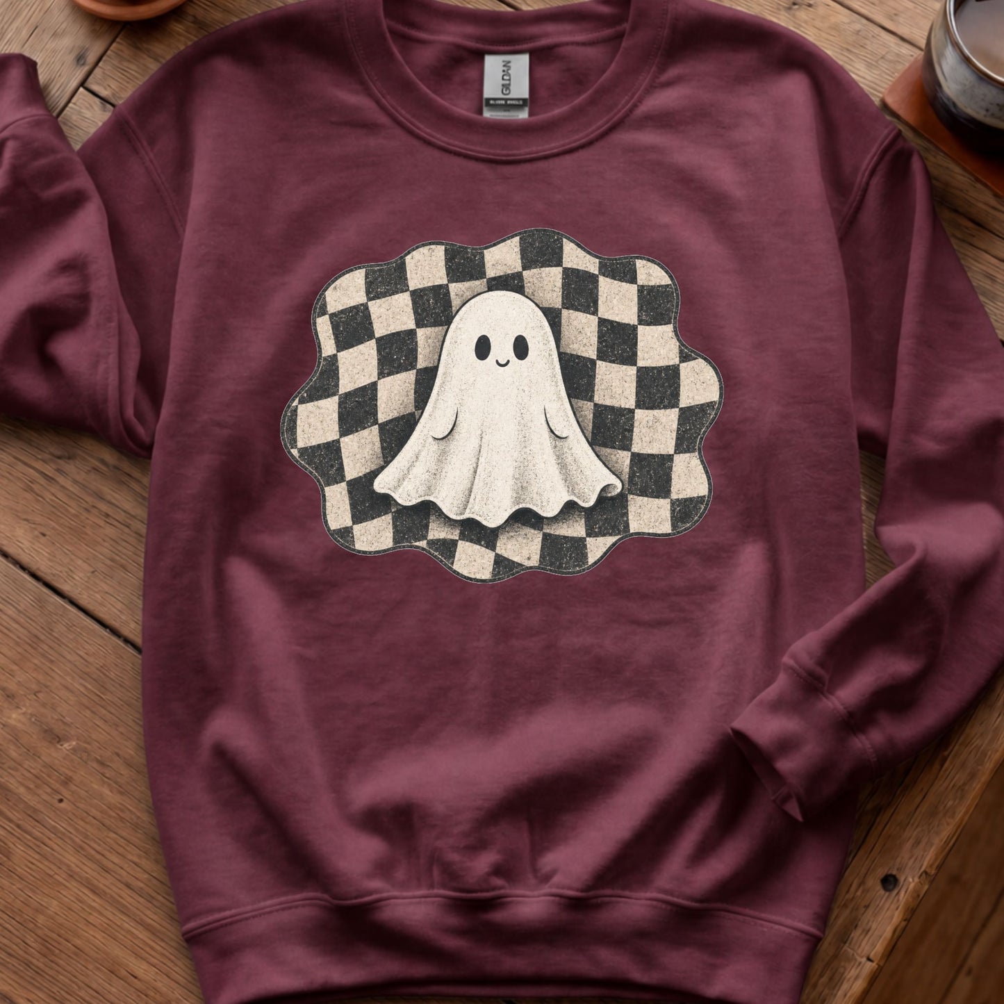 Ghost on Checkerboard Sweatshirt